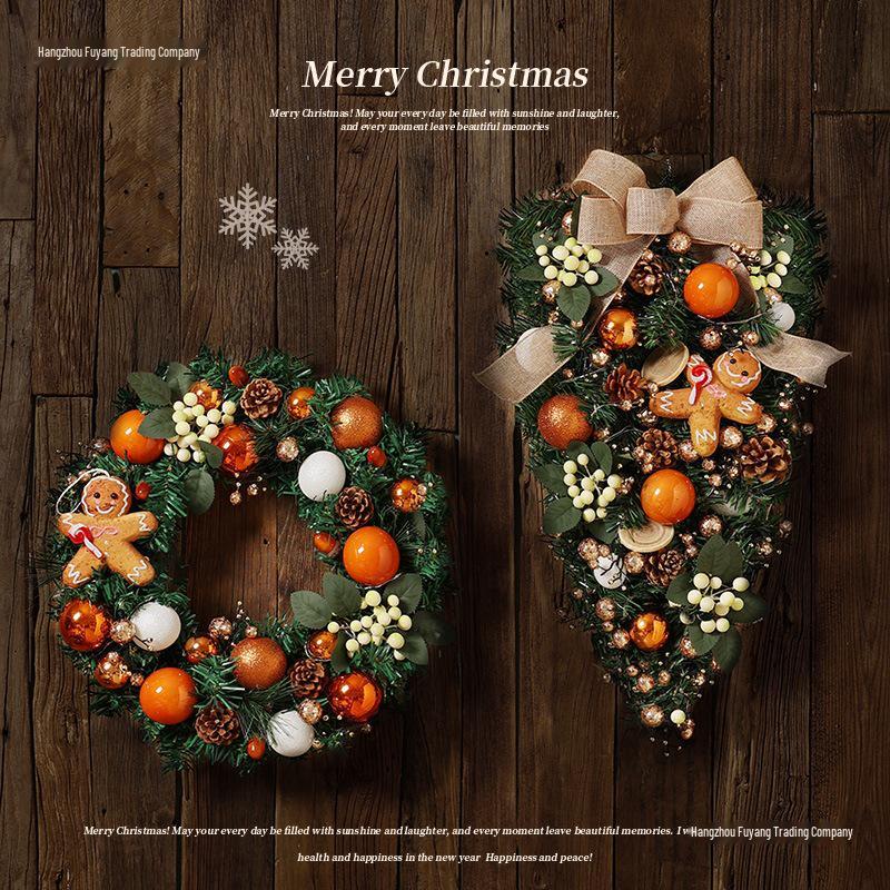 Décoration de Noël en rotin: Couronne, Guirlande, Ornements d'Arbre et Décorations de Porte