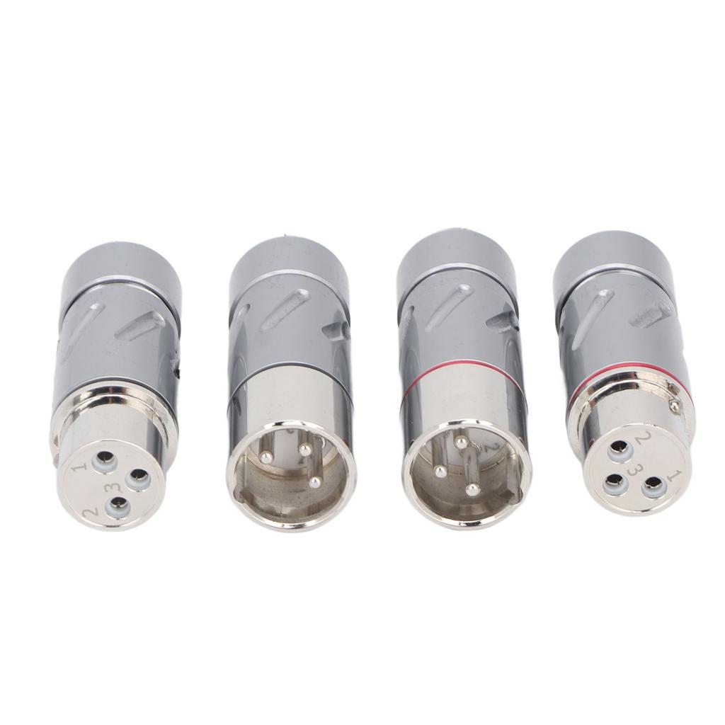 4Pcs 3 Pin XLR Adapter Pure Copper Plated 2 Male 2 Female XLR Converter Plug for Power Amplifier Microphone