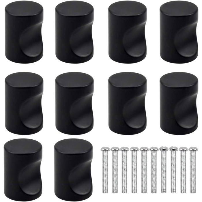 Lot de 10 boutons de meuble noirs mat 18 mm – Poignées de tiroir rondes avec vis
