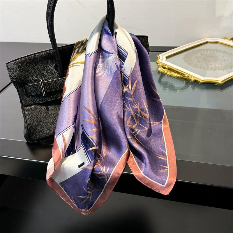 53cm Square Scarf 100% Pure Real Silk Scarves for Women Foulard Fashion 2025 Floral Brand Print Shawls Hijab Bandana Headband