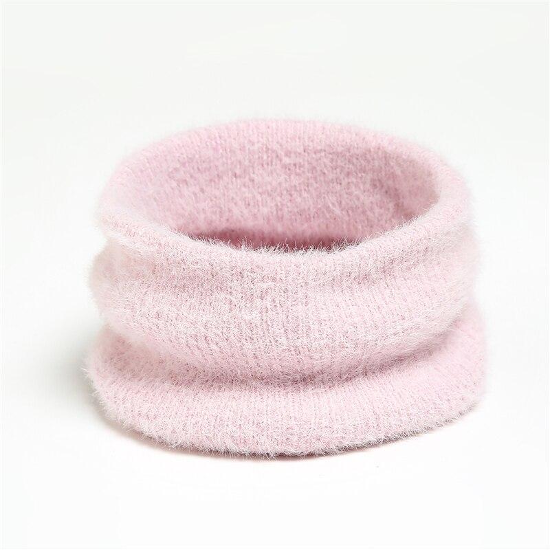 Winter Plush Ring Scarf for Women Warm Knitted Ski Mask Neckerchief Luxury Solid  Suit Children Adult