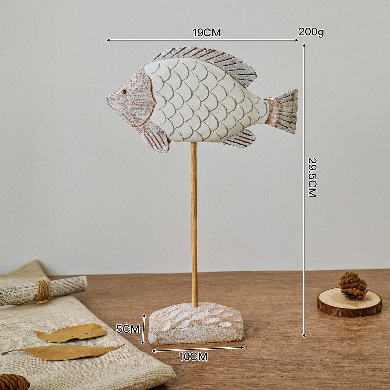

Wooden Fish Ornaments Craft Home Decoration Marine Fish Model Living Room Office Gifts Desktop Mediterranean Styles