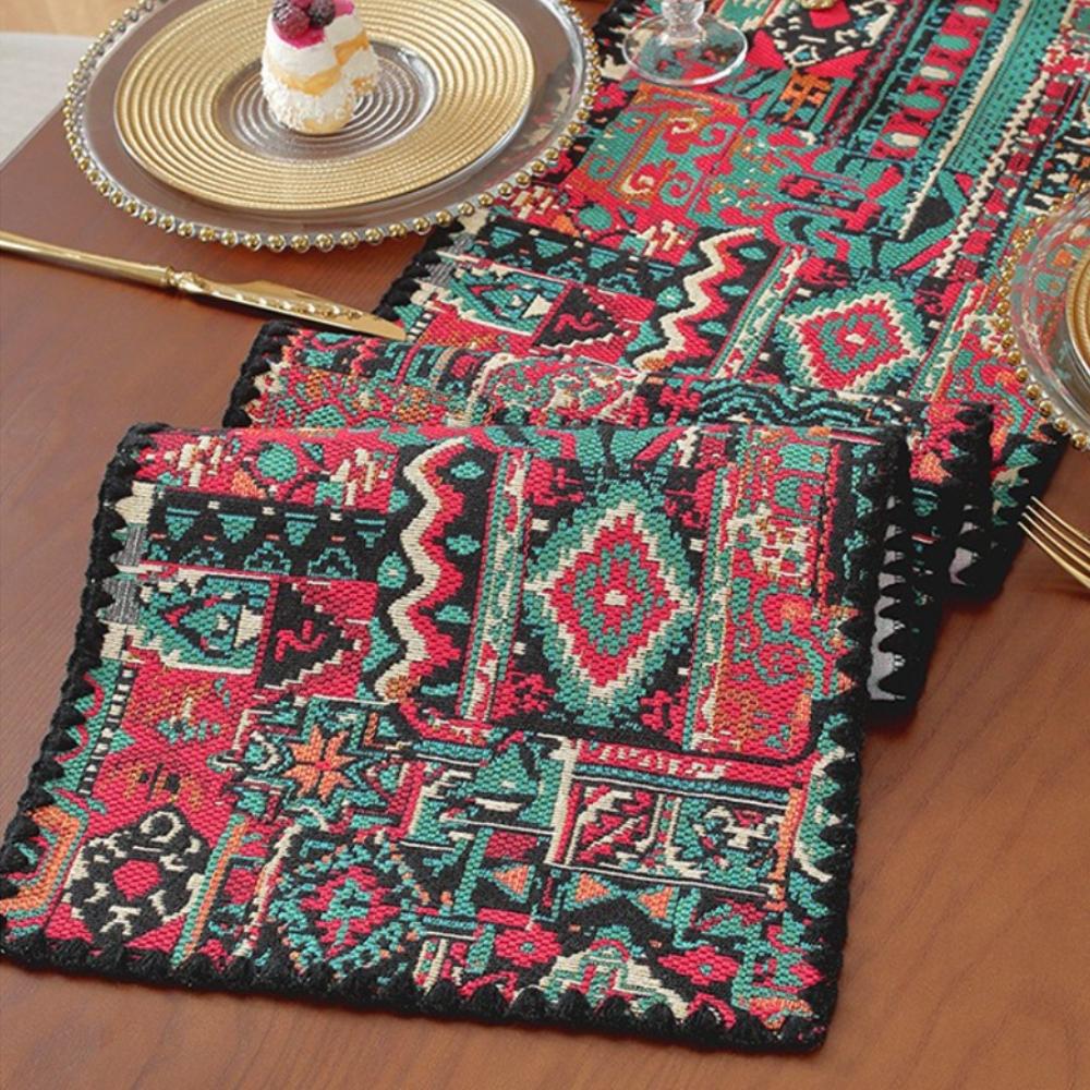 Table Runner Cotton Linen Rectangle Tabletop Decoration Embroider Tablecloth for Wedding Kitchen Holiday Party Home Decor