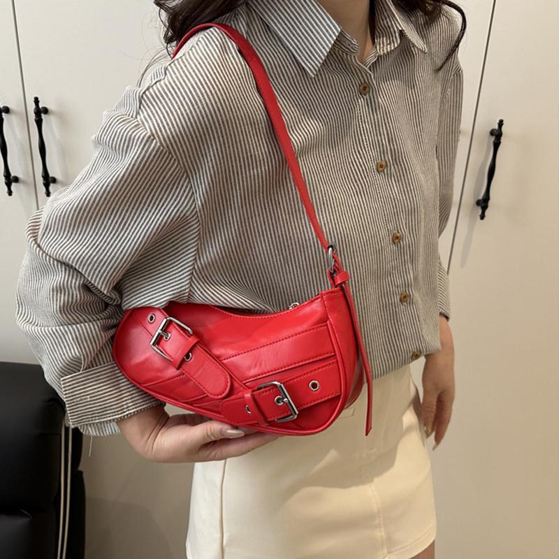 Y2K Vintage PU Leather Women Shoulder Bag Small Crossbody Bag Fashion Ladies Underarm Bag Clutch Purse and Handbag CLE