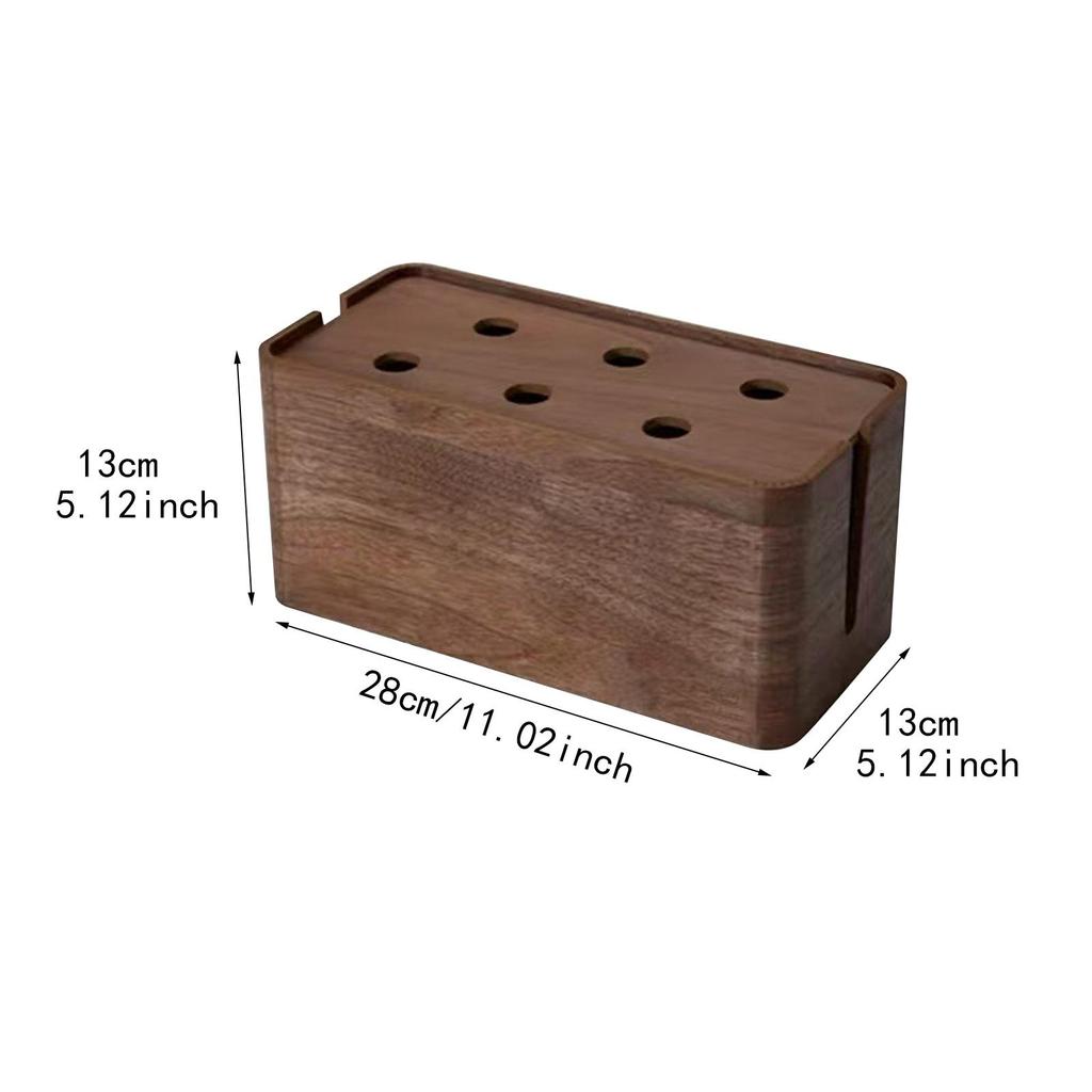 Wood Cable Tidy Box Large Capacity Power Strip Organizer Wire Hider Storage for Desk
