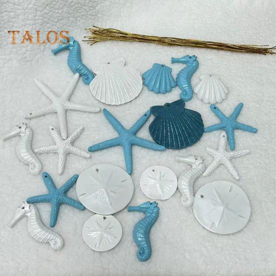 20 st Harts Marina Liv Hängen Konstgjord Sjöborre Snäcka Sjöhäst Hängande Dekorationer Strandtema Prydnader för Heminredning