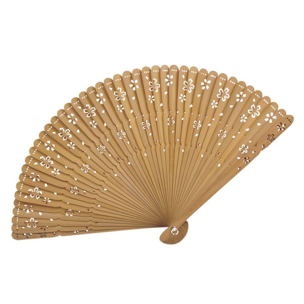 Fashion Sakura Folding Bamboo Fan Solid Color Portable Elegant Handheld Fans Retro Exquisite Tassel Folding Fan Cheongsam Show