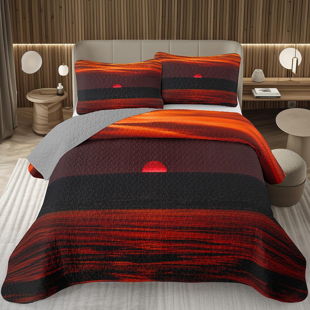 Natural Scenery Bedspread, Sunrise Landscape Coverlet Set,Twin Full Queen King Quilted Bedding Set for Girls Teens Women Bedroom