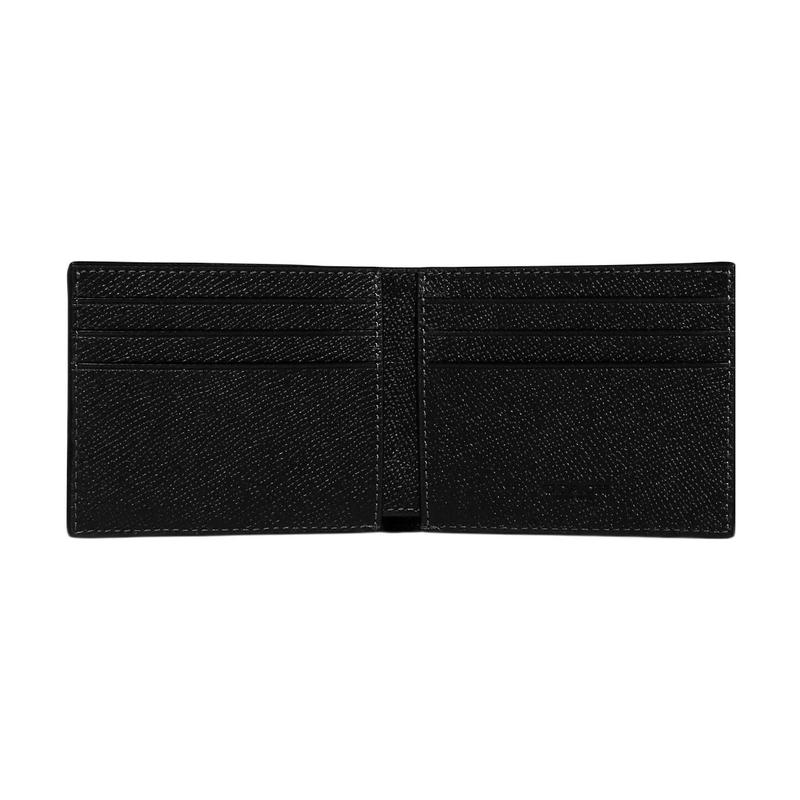 Coach Billfold Wallet 10 Solid Color Logo Cross Pattern Cow Leather Card Holder Wallet Men's Black