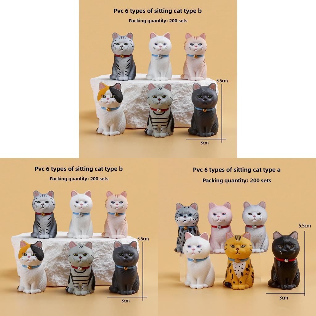 Mini Cat Pvc Animal Desktop Figurine With Creative Design For Home Decor Collection