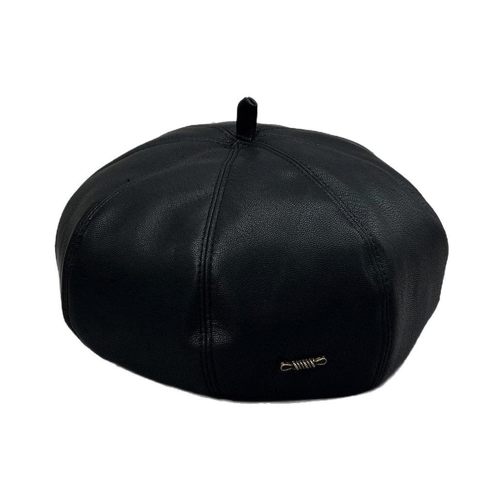 Big hat top retro super soft leather PU beret women's fashion versatile face small temperament painter hat autumn