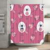 Valentine's Day Shower Curtain Pink Birds with Hearts Pattern for Bathroom Decor Made in China