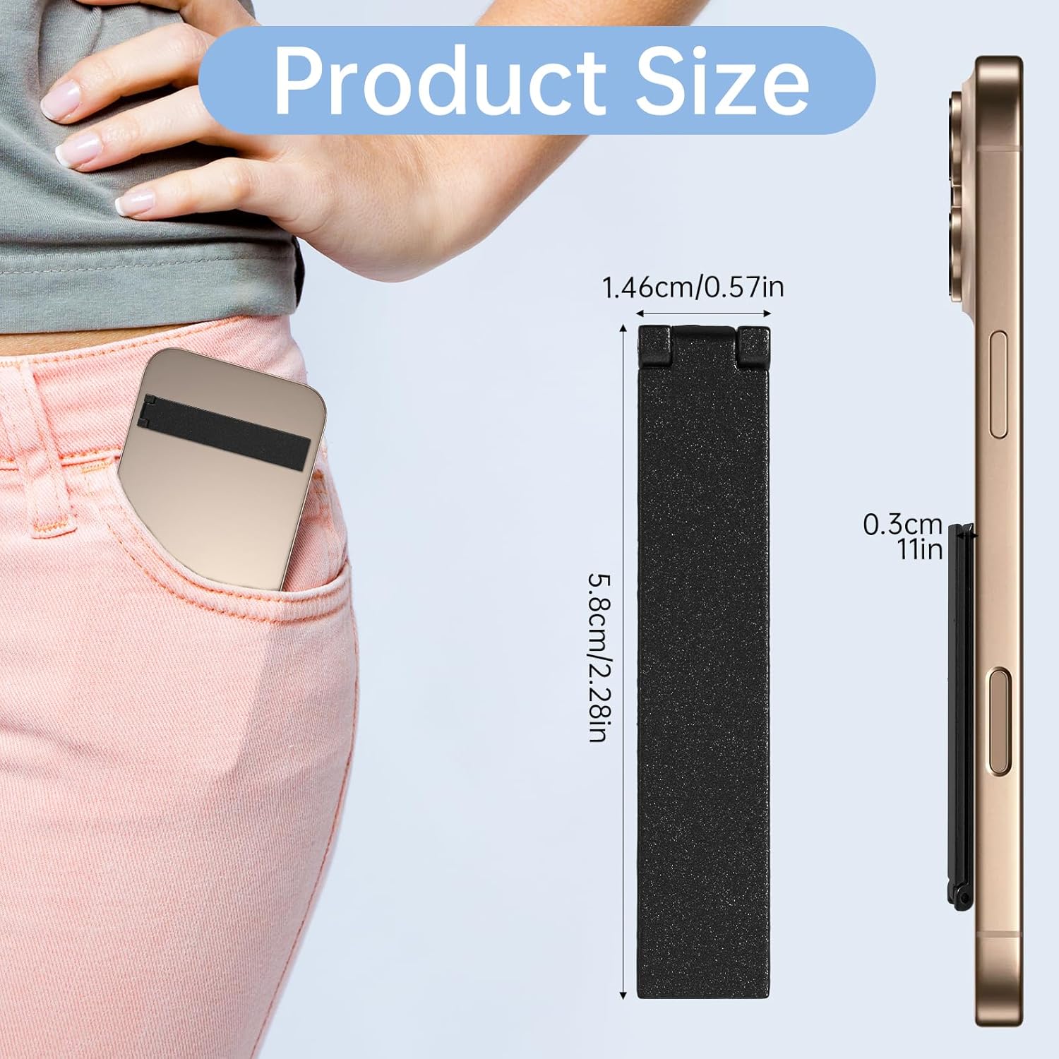 2 Pack Ultra-Thin Cell Phone Holder Cell Phone Kickstand Adjustable Mini Alloy Phone Kickstand Portable Foldable Phone Stand for Phone Case Metal