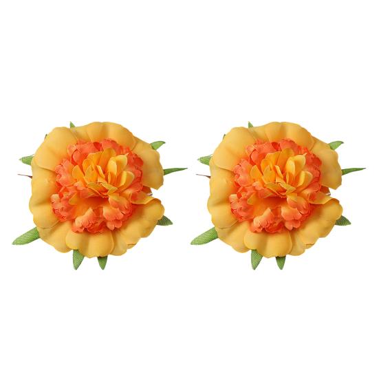 

2Pcs Women Hairpins 3D Flower Decor Hair Clips Anti-slip Teeth Holiday Leisure Side Bang Hair Pins Hair Accessories