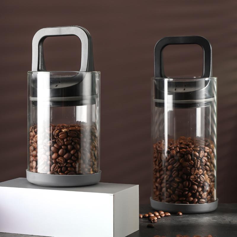 Clear Coffee Beans Sealed Jar High Borosilicate Glass Vented and Vacuum Sealed Beans Fresh Keeping Tank Moisture Proof Storage