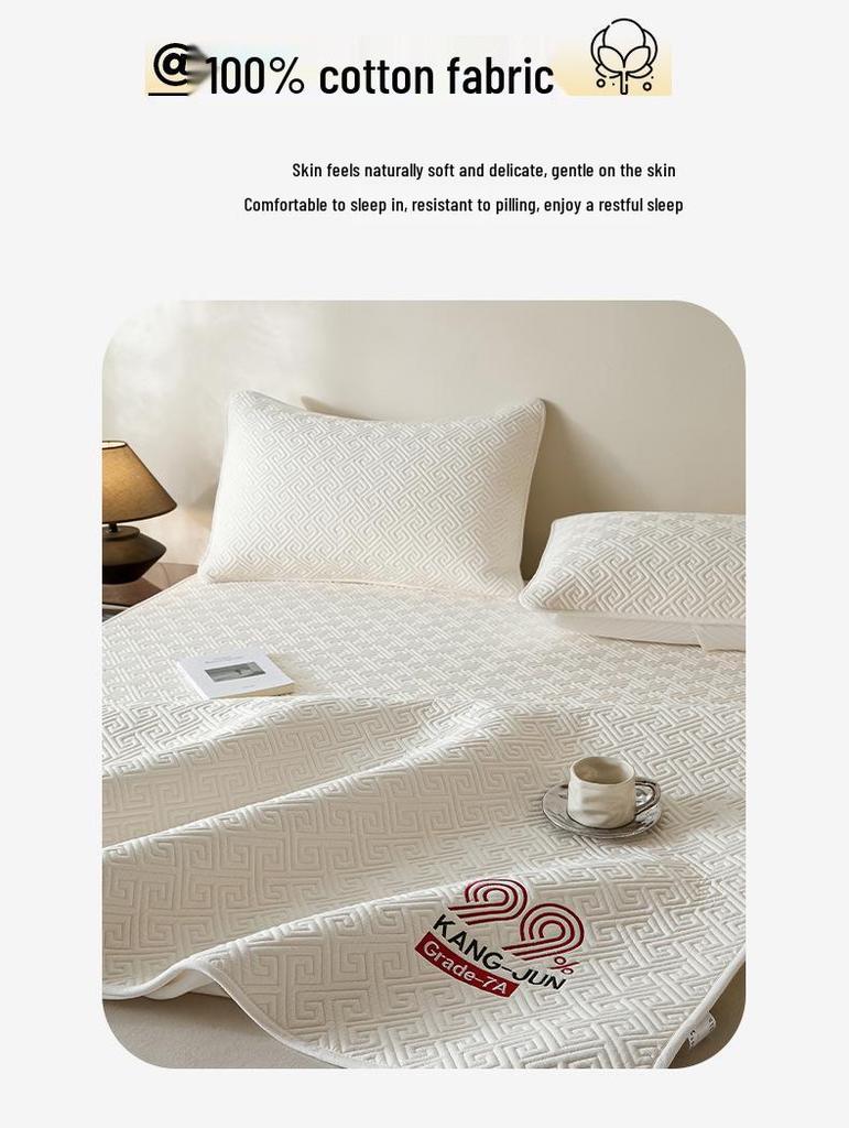 Luxury Antibacterial All-Cotton Fitted Sheet & Mattress Protector - Thickened, Non-Slip Design