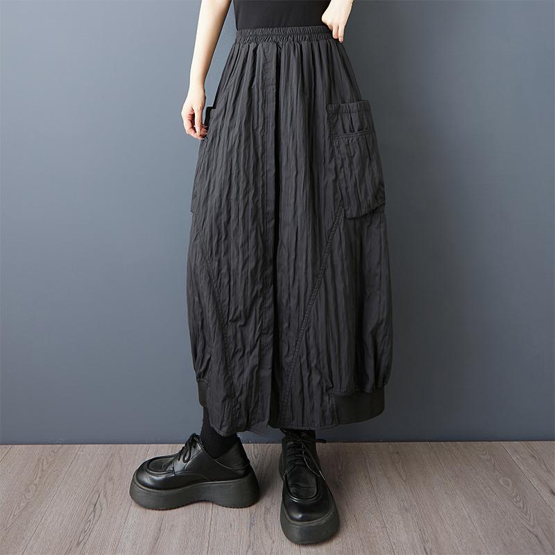 Black Plus Size High Waist Vintage Spring Summer Autumn Casual Loose Long for Woman Skirts Womens Skirt