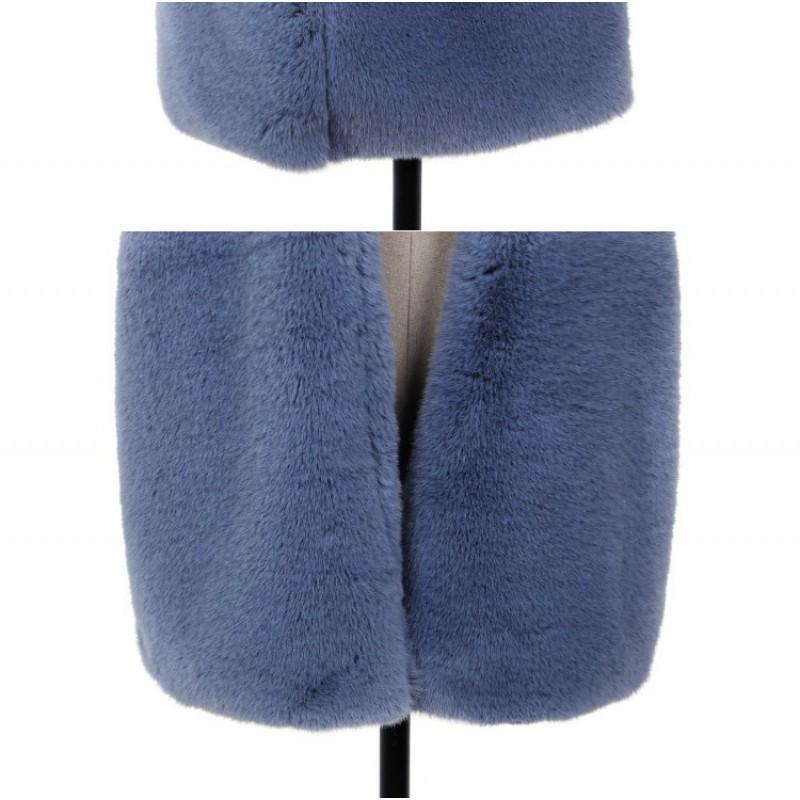 Womens Mid-Length Faux Fur Coat Long Sleeve Warm Winter Outerwear Street Style