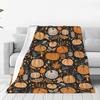 Horror Halloween Bat Pumpkin Blanket Orange Maple Leaves Camping Flannel Bedding Throws For Chair Sofa Bed Super Warm Bedspread