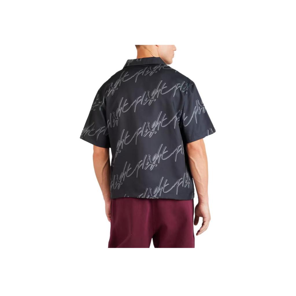 Jordan Essentials Letter Print Collared Sport Casual Breathable Loose Short Sleeve Shirt Men Tops Black FB7323-010