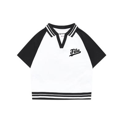 Polo a maniche corte sportiva casual da donna top Standard-Bianco T11W332101F-WT