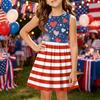 Robe Princesse d'Été pour Filles - Robe Gilet Coupe A-Line Fête de l'Indépendance