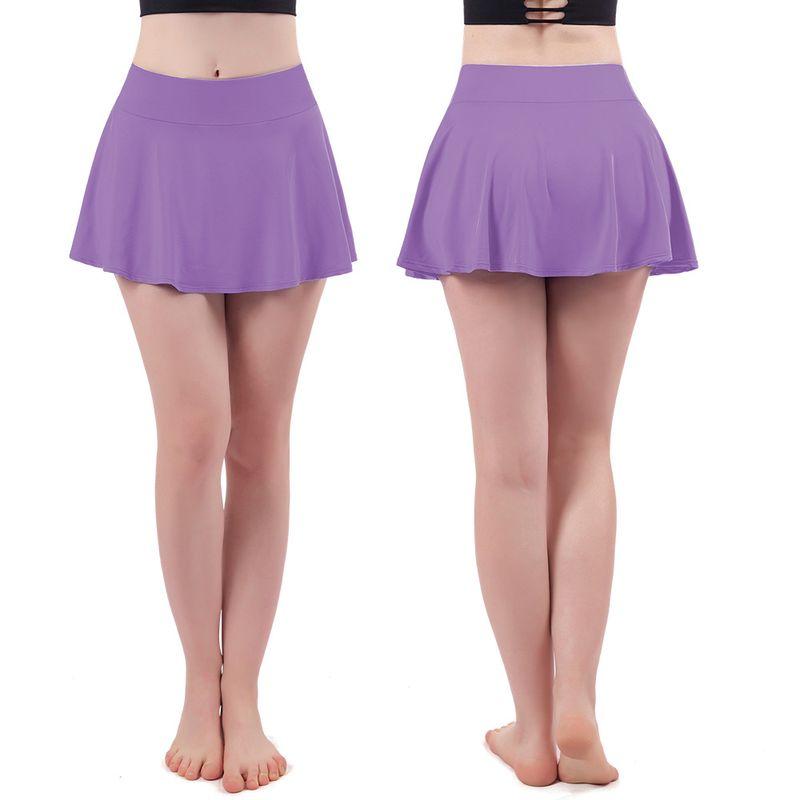 

Fake Two-Piece Yoga Culottes Quick-Drying Pleated Tennis Skirt Running Workout Quick-Drying Exercise Skirt Pants Summer Culottes 20 YJ76 light purple XL