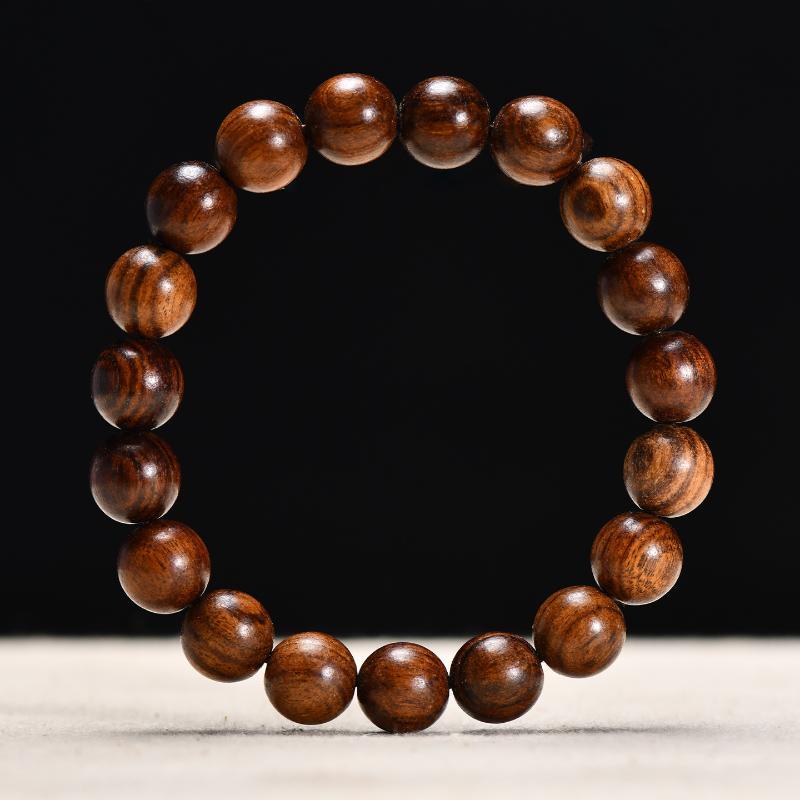 Natural Huanghuali Wood Beaded Bracelet 1Pcs Black Smooth Polished Handcrafted for Daily Wear Birthday Gift for Friends Family