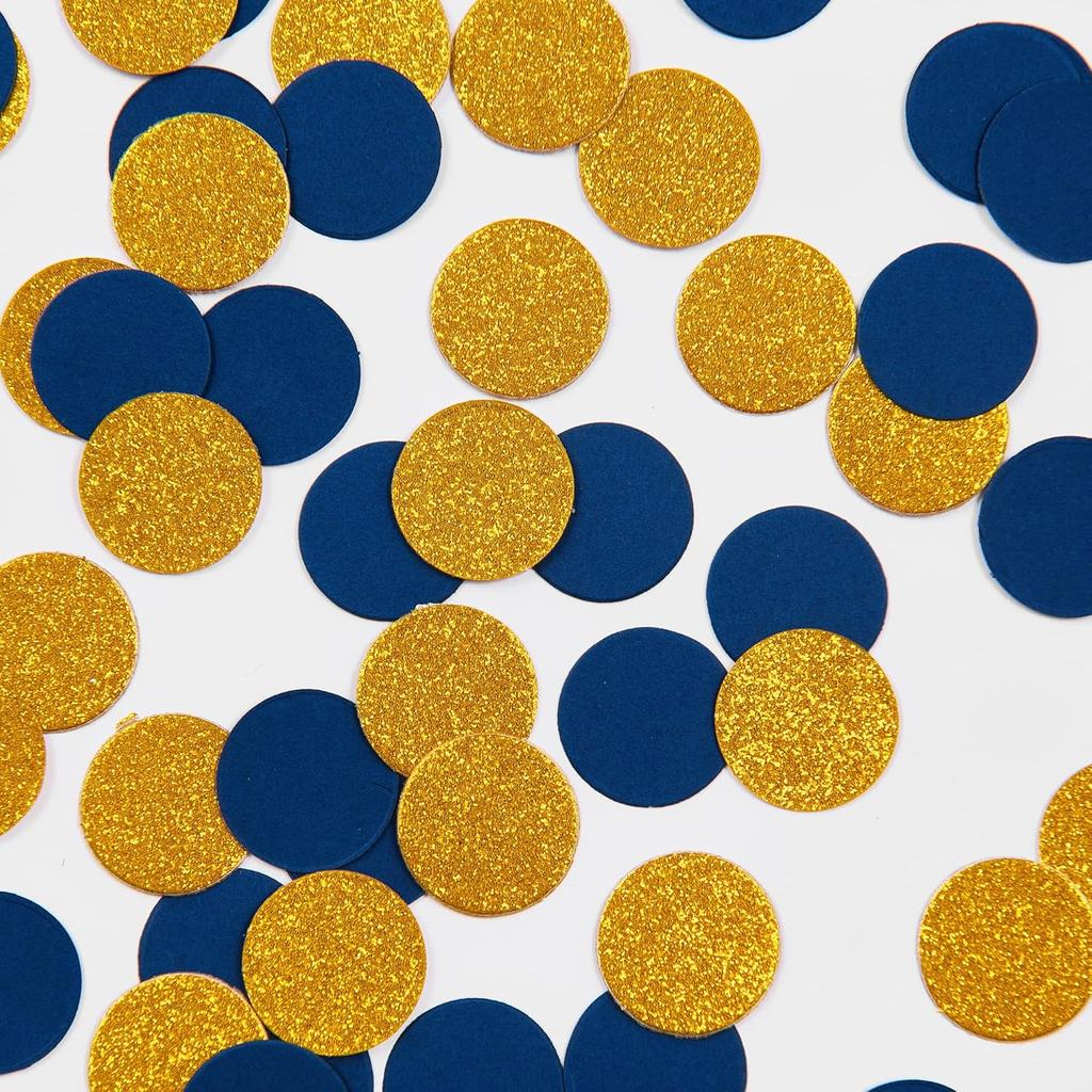200pc Navy Blue Gold Paper Table confetti, Circle Dots Glitter Party Table Confetti for Wedding Baby Shower Birthday Party Decoration Suppiles Table
