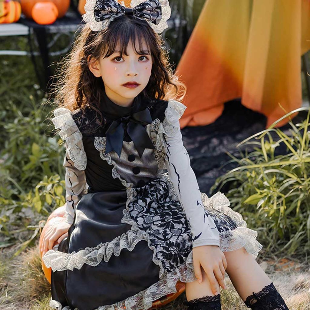[monoii] Maid Outfit for Kids, Halloween Cosplay, Maid Costume, Zombie Outfit, Waitress Costume