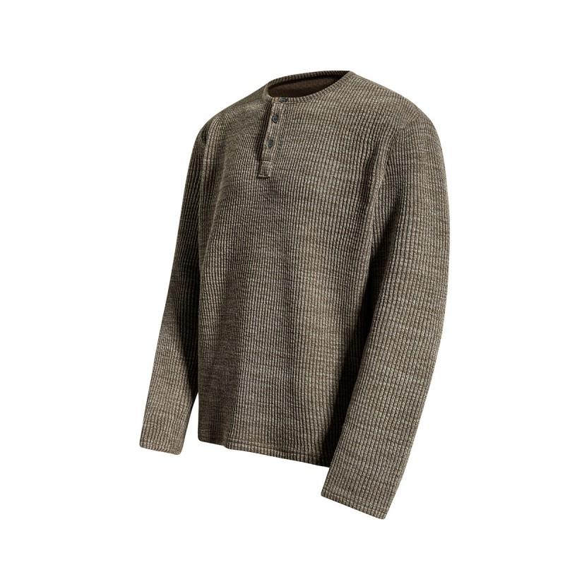 Mens Vintage American Style Long Sleeve T-Shirt Relaxed Fit Henley Neck Basic Top Daily Wear