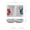Ceramic Two 2 Grid Sushi Plate Sauce Dish Stable Non Slip Seasoning Plate for Sushi Condiment Dipping Ketchup Olive Oil Butter