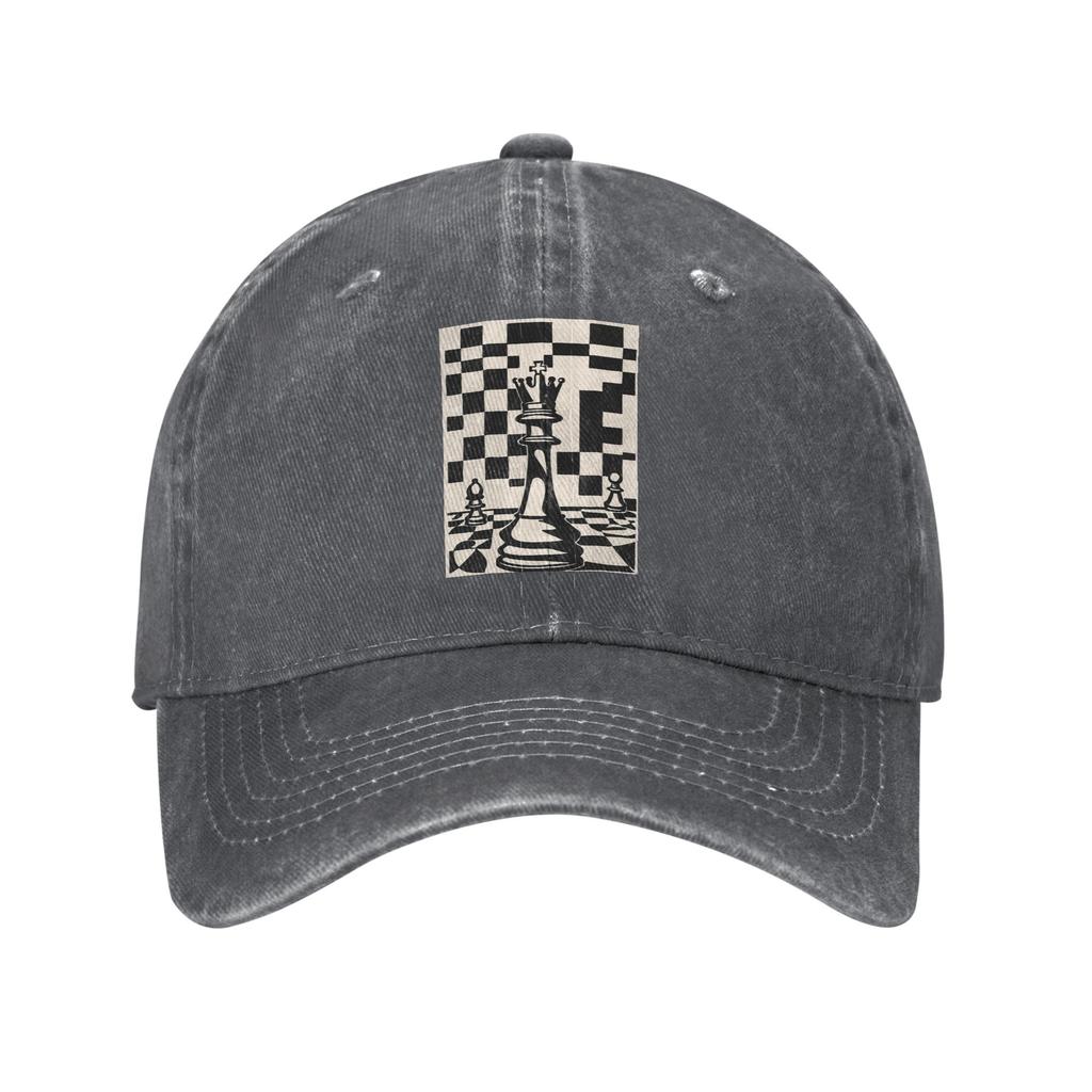 Chess Pieces On Board 1 Washed Denim Cap Casual Baseball Caps Adjustable Hat Summer Unisex Baseball Hats