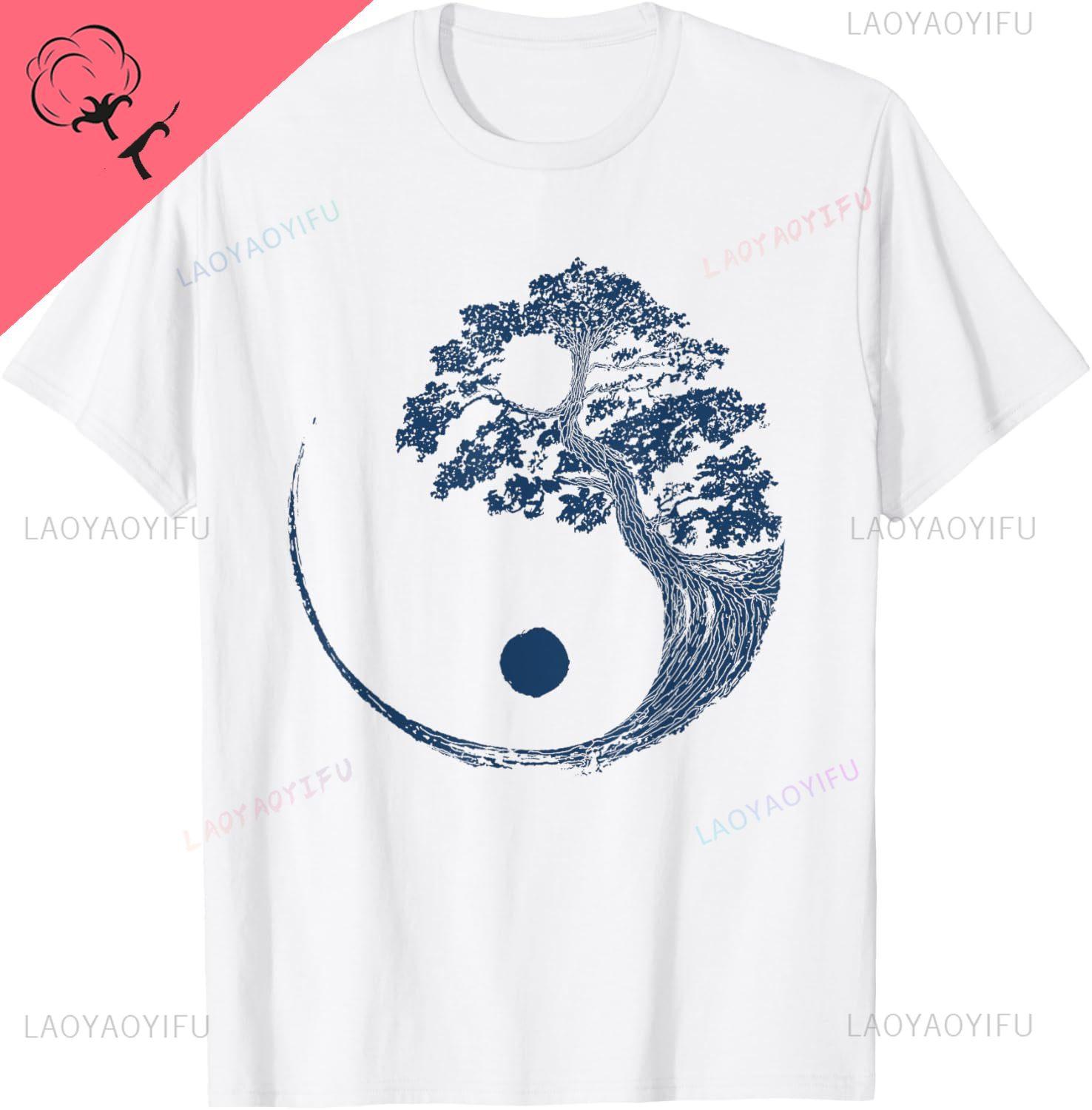 Yin Yang Blue Bonsai Tree Japanese Buddhist Zen Gift TShirt Breathable and Comfortable Cotton Tee Funny Shirt Camisas S