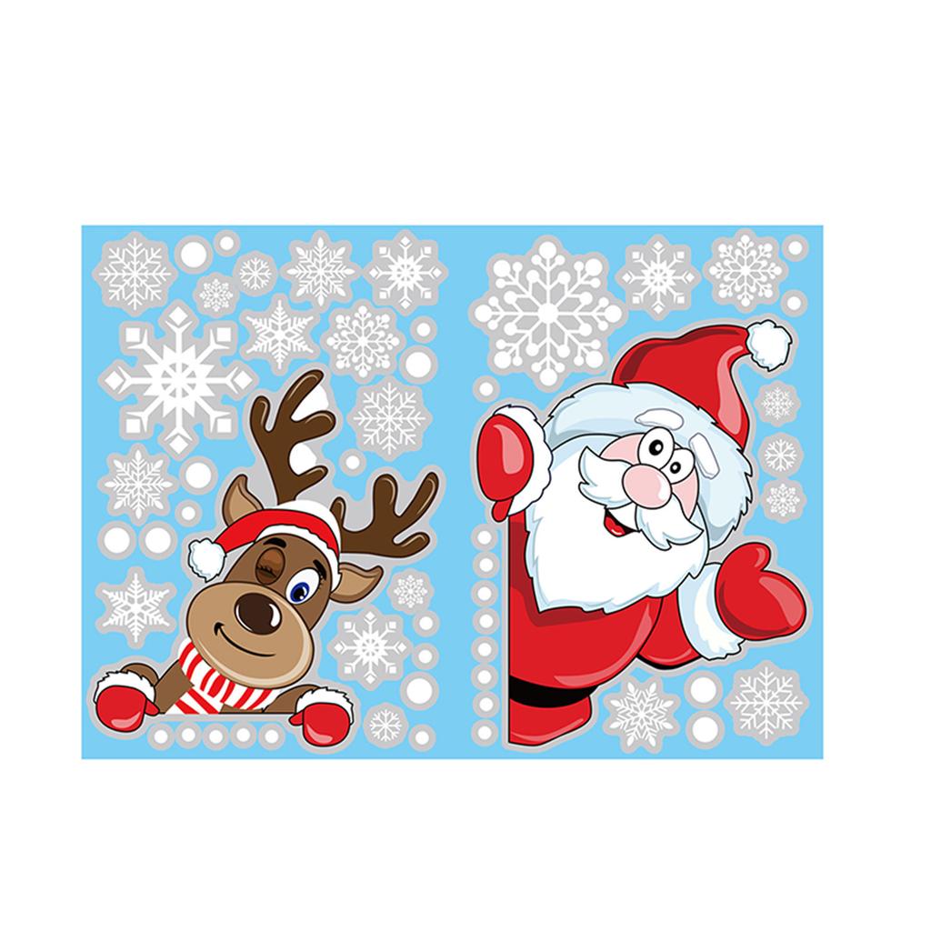 2pcs Christmas Window Decal Santa Claus Snowflake Stickers Winter Wall Decals for Kids Rooms New Year Christmas Window Decor