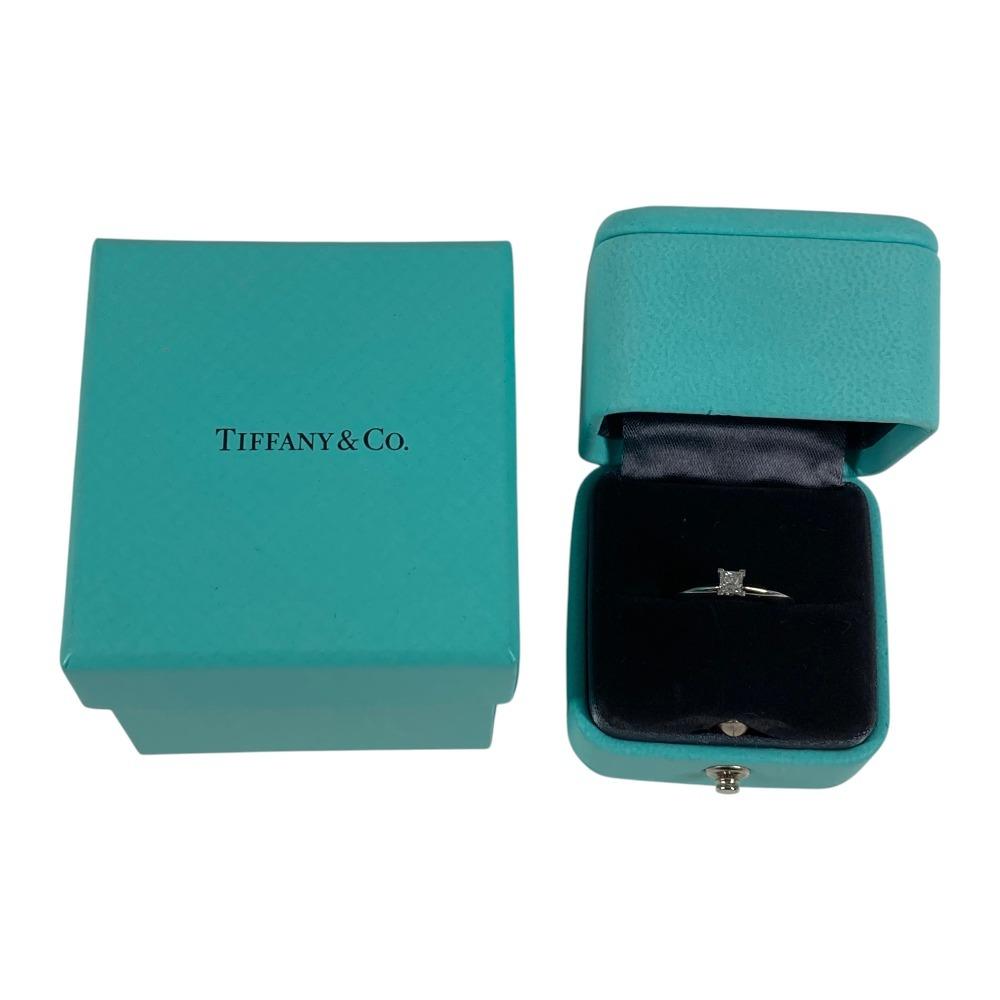 TIFFANY&Co. D0.19ct Diamond Princess cut Platinum Jewelry Ring Pt950 Silver