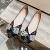 Women Flat Diamond Bow Shoes Women Autumn Fashion Breathable Work Shoes Ladies Casual Outdoor Ladies Pointed Shallow Big Size 43
