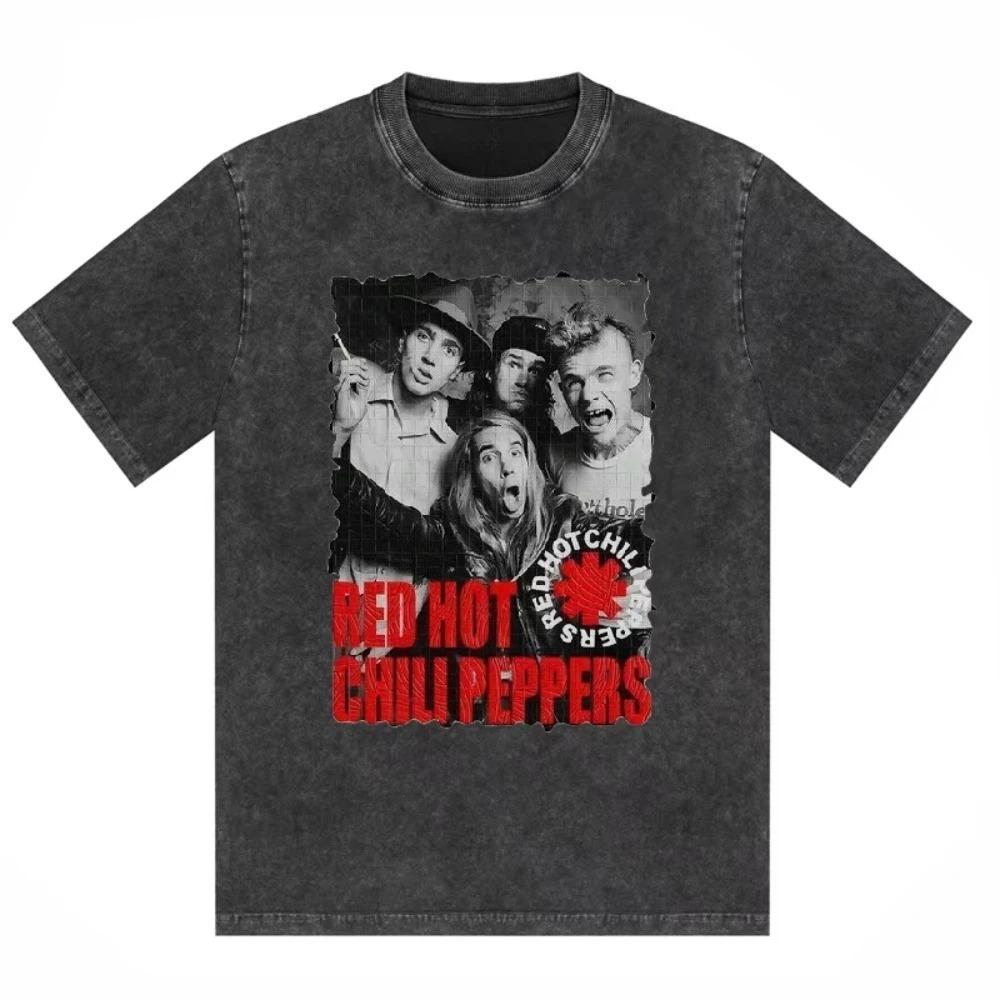 2026 Red Hot Chili Peppers Band Maglietta in Cotone Lavato Vintage Uomo Donna Hip Hop Tendenza Maglietta Manica Corta Estiva Magliette Oversize Top