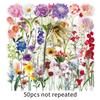 50 Sheets Realistic Floral Stickers: Transparent, Waterproof PET Flowers & Plants for DIY Journals