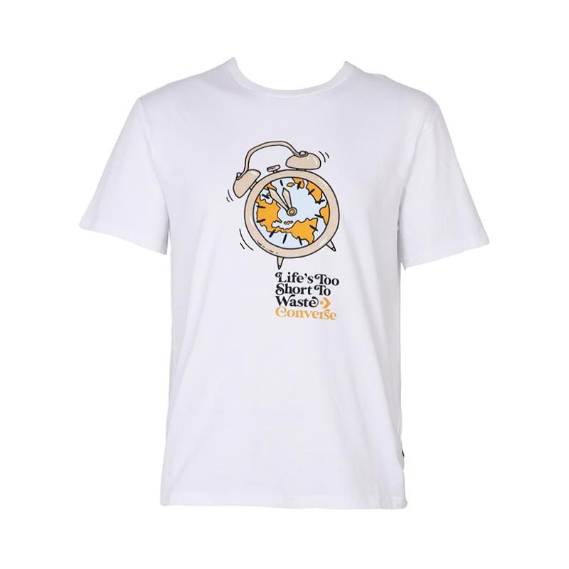 Converse T Shirts Men s White Crew Neck Moderate 10022209-A01 L