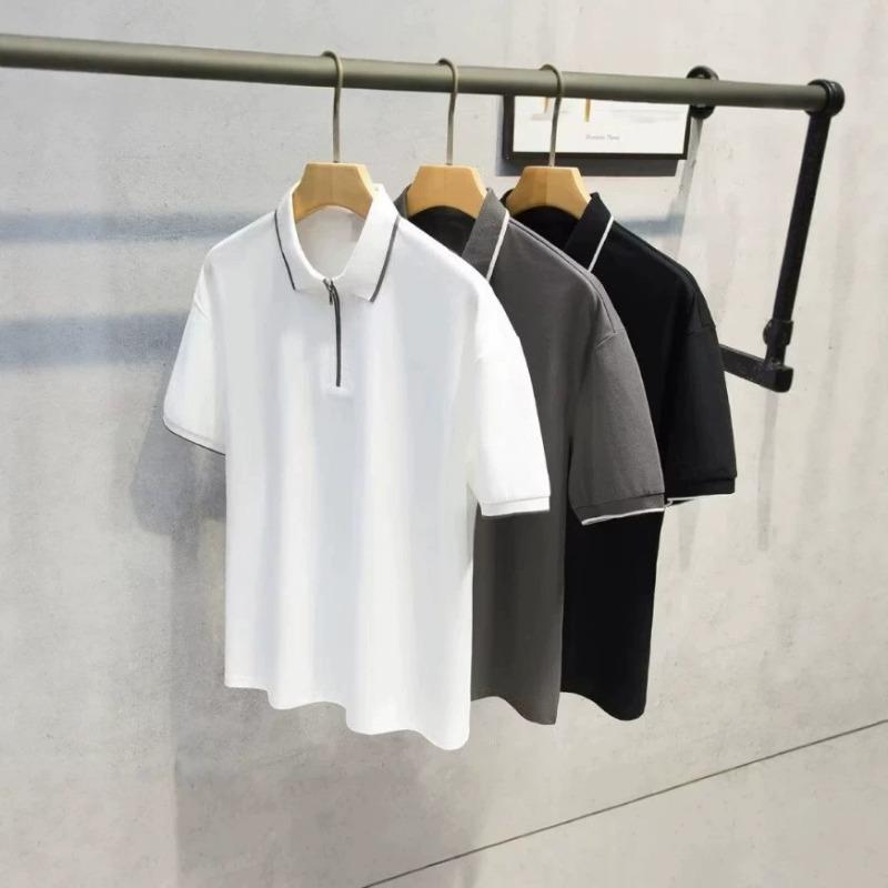 Men Half Zip Short Sleeve Polo Shirt Casual Loose Mens T Shirt