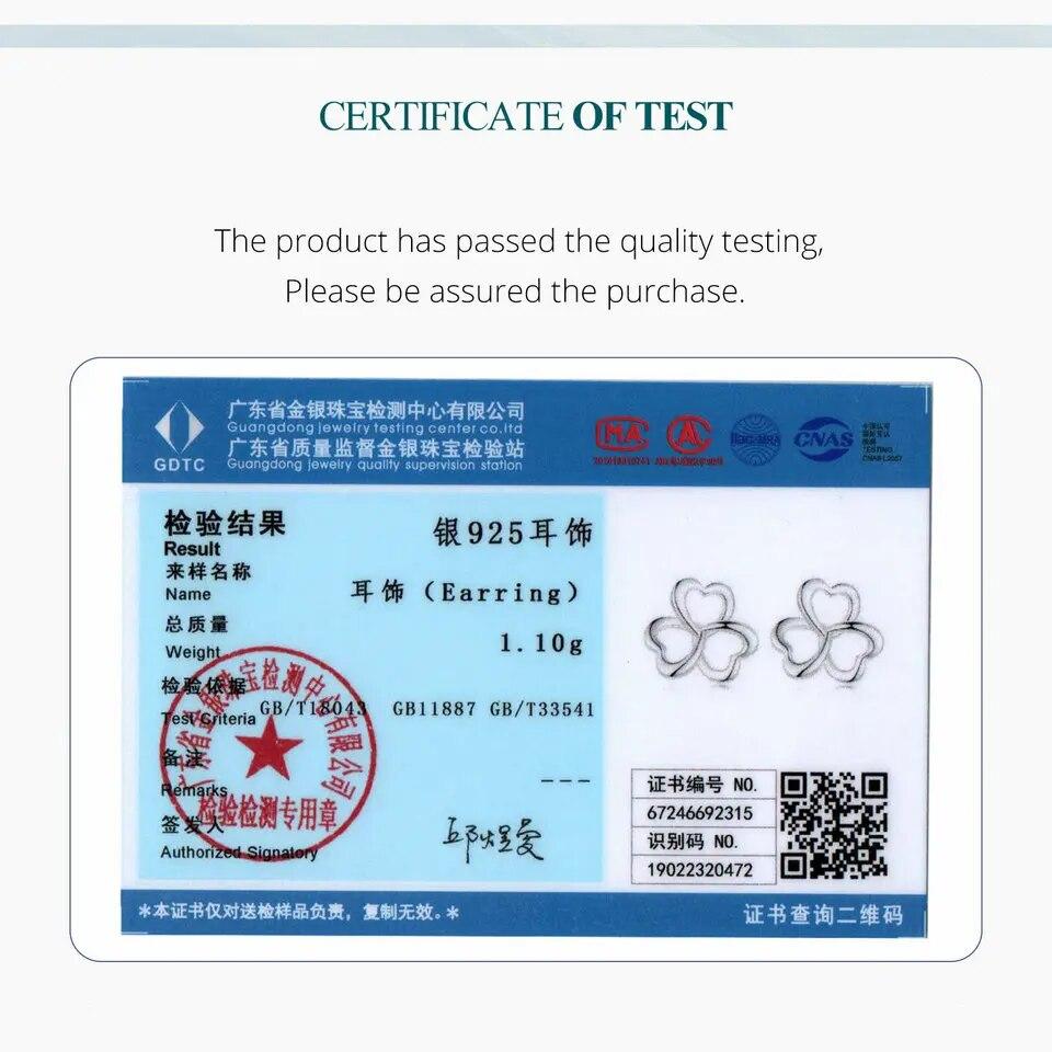 WOSTU Original 925 Sterling Silver Clover Stud Earrings Ear Studs Plated White Gold Fine Jewelry For Women Wedding Party Gift