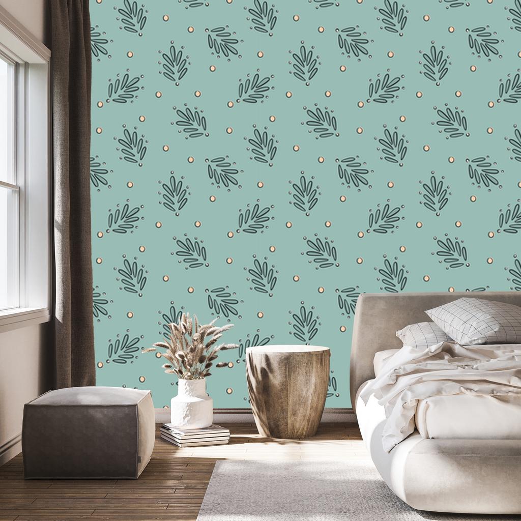 Wallpaper Small Flowers Sea and Gray for Living Room and Bedroom 50x1000