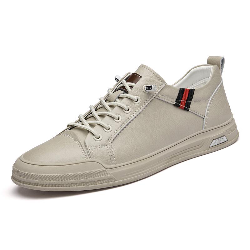 Men's Spring-Summer Casual Leather Board Shoes: Small Size Perforated White Lace-ups