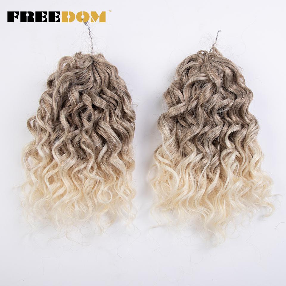 FREEDOM Deep Wavy Twist Crochet Hair Synthetic Jessica Curly Hair Crochet Braids Ombre Brown 10 Inches Braiding Hair Extensions