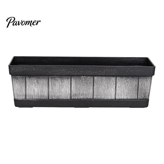 Imitation Wood Grain Herb Planter 18 Inch Rectangular Box, Window Box Planter, Plastic Vegetables Sill Garden Pots with Drainage Flowers Planting Pot