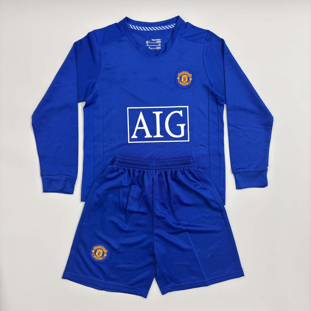 Kinder Vintage Langarm Fußballtrikot: Brasilien, Manchester United, Real Madrid & Barcelona Designs