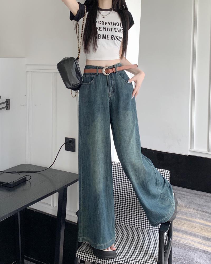 2025 Autumn Retro Women's Wide-Leg Jeans - Super Loose, Versatile, Floor-Length Pants