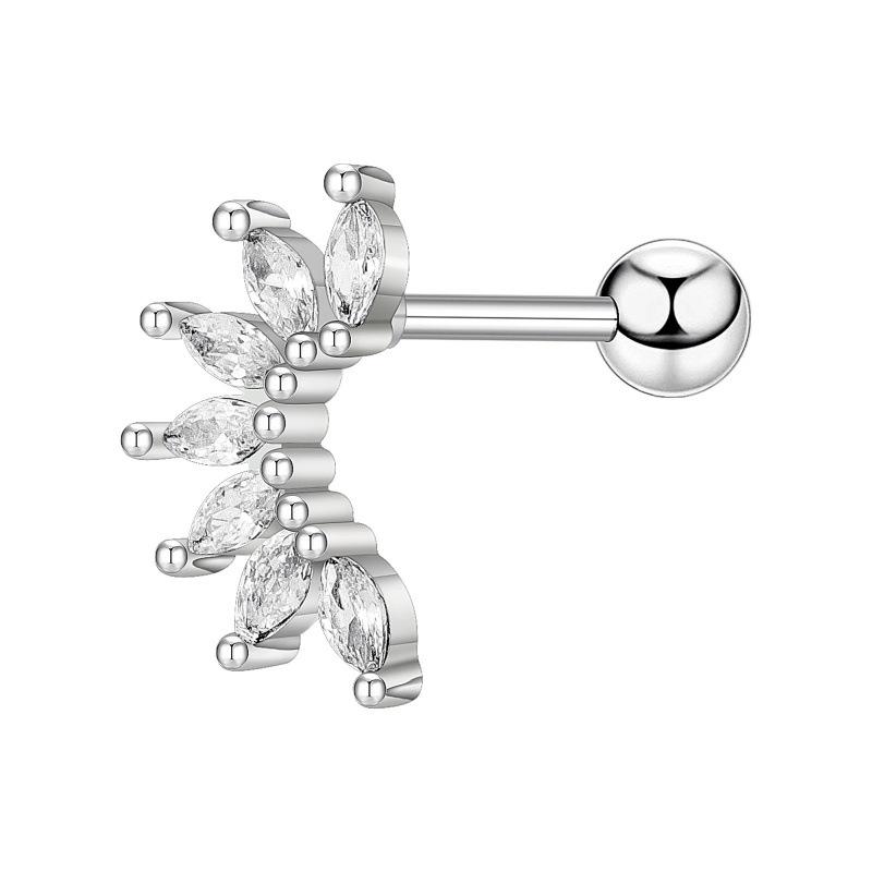 Floral Pave Diamond Mini Screw Stud Earrings 