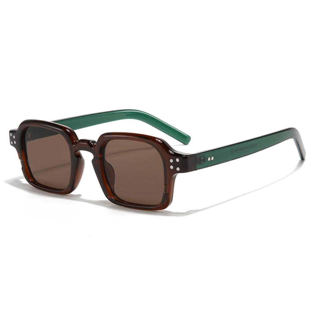 Ins Popular Square Sunglasses Women Men Rivets GREEN Shades Punk Blue Sun Glasses UV400 Vintage Luxury Brand Eyeglasses